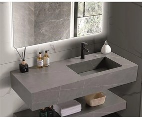 Мивка за баня PIETRA » ICL 12049/120G RIGHT, стенен монтаж, кварц, сив, 120x50x18см