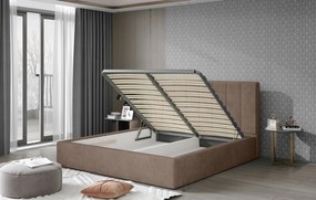 Тапицирано легло Dobrik-200 x 200-Καφέ-Με μηχανισμό ανύψωσης