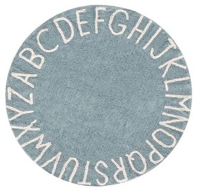 Светлосин ръчно изработен памучен детски килим подходящ за пране ø150 cm ABC Vintage Blue – Lorena Canals