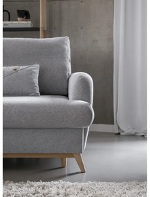 Светлосив разтегателен/с място за съхранение ъглов диван (ляв ъгъл) Scandic Lagom – Miuform