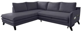 Антрацитен ъглов разтегателен диван ляв ъгъл, Charming Charlie - Miuform