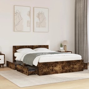 3295608 vidaXL Рамка за легло с табла, опушен дъб, 120x190 см, инженерно дърво