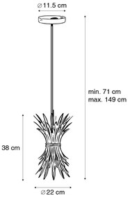 Арт Деко висяща лампа златиста с черна - Wesley
