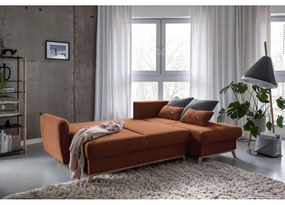 Оранжев ъглов разтегателен диван, десен ъгъл Scandic Lagom - Miuform