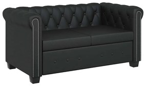 242369 vidaXL Честърфийлд 2-местен диван изкуствена кожа черен