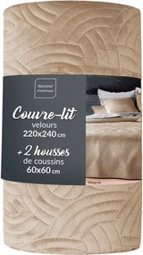 Бежово комплект шалте и калъфка за възглавница 220x240 cm Solange – douceur d'intérieur