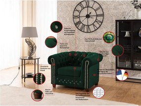 Зелено кадифено кресло честърфийлд York Blik – Ropez