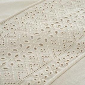 Кремаво двойно удължено спално бельо 230x220 cm Broderie Anglaise – Catherine Lansfield