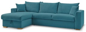 Син разтегателен ъглов диван от рипсено кадифе (променлив) Augustin – Bobochic Paris