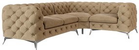 Светлокафяв кадифен ъглов диван (десен ъгъл/L форма) Chelsea – Ropez