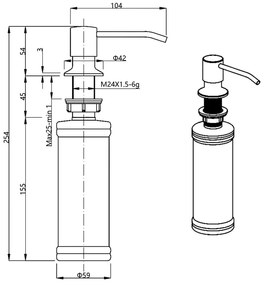 Пластмасов дозатор за сапун за вграждане в лъскаво сребристо 350 ml – Sapho