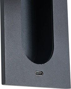 Комплект от 2 модерни стенни лампи черни, включително LED и USB-C порт - Hilton