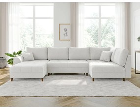 Кремав ъглов диван от плат букле (ляв ъгъл/"U" форма) Ariella – Ropez