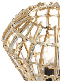 Ръстична настолна лампа бамбук с бяло - Canna Diamond