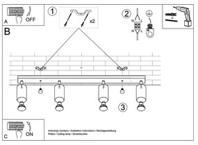 Бяло таванно осветително тяло 4L Etna - Sollux