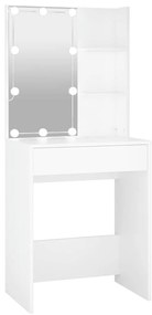 808828 vidaXL Тоалетка с LED, бяла, 60x40x140 см
