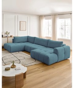 Син сгъваем/с място за съхранение ъглов диван (ляв ъгъл/U форма) Fuji – Bobochic Paris