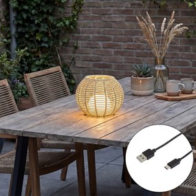 Външна настолна лампа бежова 25 см с LED, презареждаема с USB-C IP44 - Oli