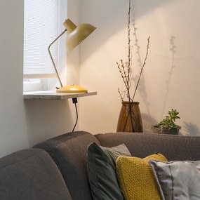 Ретро настолна лампа жълта с бронз - Milou