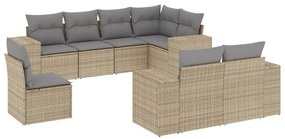 3255176 vidaXL Градински диван с възглавници, 8 части, бежов полиратан