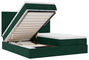 3313751 vidaXL Османска легло с матраци, тъмнозелено, 160x200 см, кадифе
