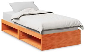 859243 vidaXL Дневно легло без матрак, восъчнокафяв, 90x200 см, бор масив