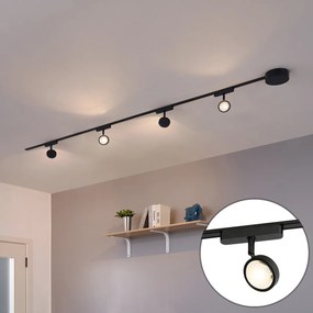 Модерна релсова система за осветление с 4 черни прожектора 1-фазов - Magnetic Lance