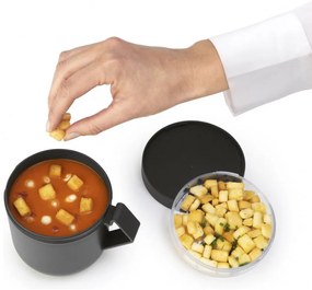 Чаша за супа с капак Brabantia Make&Take 1006293, 600+180 мл, Винтов капак, Без BPA, Тъмносив