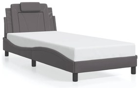 3208071 vidaXL Рамка за легло Viana без матрак, сива, 90x200 см, изкуствена кожа