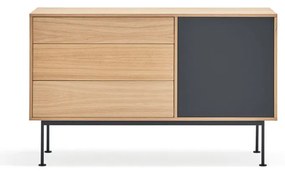 Антрацитно сив скрин с дъбов фурнир, ширина 128 см Yoko - Teulat