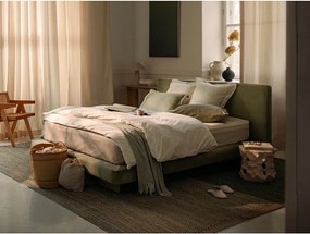 Светлосиво двойно легло 200x200 cm тапицирано Linea – Micadoni