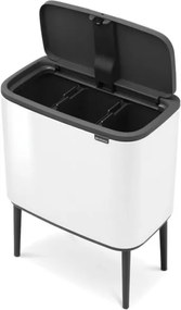 Кош за боклук Brabantia Bo Touch 651118, 3x11 л, Плавно и безшумно отваряне, Голям отвор, Тъмносив