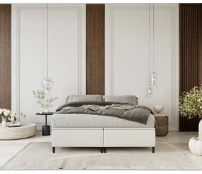Кремаво тапицирано двойно легло с място за съхранение 140x200 cmTate – Maison de Rêve