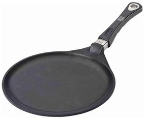 Тиган за палачинки AMT Gastroguss 128, 28 см, Алуминиева отливка, Незалепващо покритие Lotan®, До 240°C, Черен