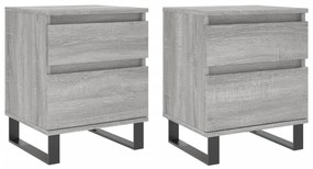830697 vidaXL Нощни шкафчета 2 бр сив сонома 40x35x50 см инженерно дърво