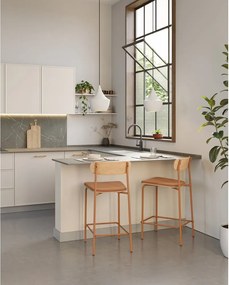 Бар столове в комплект от 2 броя в червен и естествен цвят (височина на седалката 66 см) Adriana - Marckeric