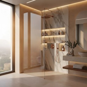 Параван за душ Rea Flexi Transparent / Brush Copper 130