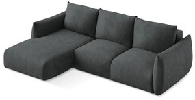 Тъмносив шенилов сгъваем ъглов диван (ляв ъгъл) Leila – Makamii