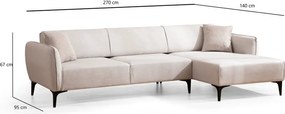 Бял ъглов диван , десен ъгъл Belissimo – Balcab Home