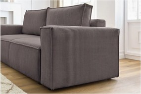 Кафяво-сив сгъваем диван от рипсено кадифе 245 cm Nihad – Bobochic Paris