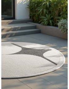 Черно-бял кръгъл килим за открито и закрито ø 160 cm Duet Bowen – NORTHRUGS