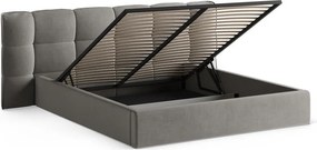Сиво двойно легло 200x200 cm тапицирано с място за съхранение с включена подматрачна рамка Eric – Micadoni