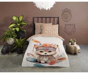 Кафяво-бежово единично памучно детско спално бельо 140x200 cm Hay – Good Morning