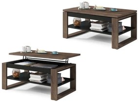 НУО Кафяв дъб/Черен мат -МОДЕРНА ХОЛНА МАСА С ПОВДИГАЩ СЕ ПЛОТ