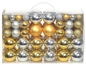 Sonata Комплект коледни топки от 100 части, 6 см, сребро/злато
