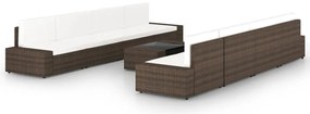 3067157 vidaXL Градински комплект с възглавници, 9 части, кафяв полиратан