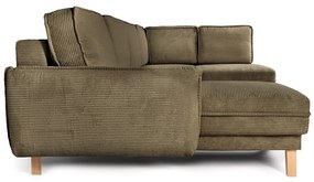 Зелен сгъваем ъглов диван от рипсено кадифе (десен ъгъл/"U" форма) Tori – Bonami Selection