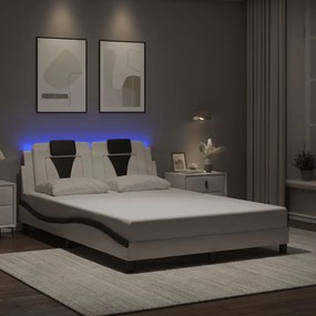3214028 vidaXL Рамка за легло Viana с LED без матрак бяло-черна 140x200 cм
