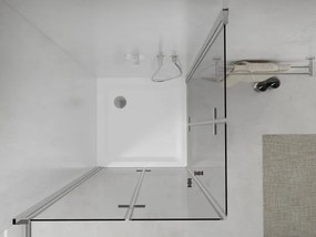 Mexen Lima Двукабинен сгъваем душ 90 x 90 см, прозрачен, хром + корито Flat