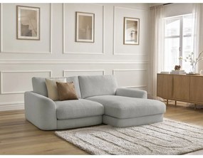 Светлосив ъглов диван от прежда с примки от букле (десен ъгъл) Leonore – Bobochic Paris
